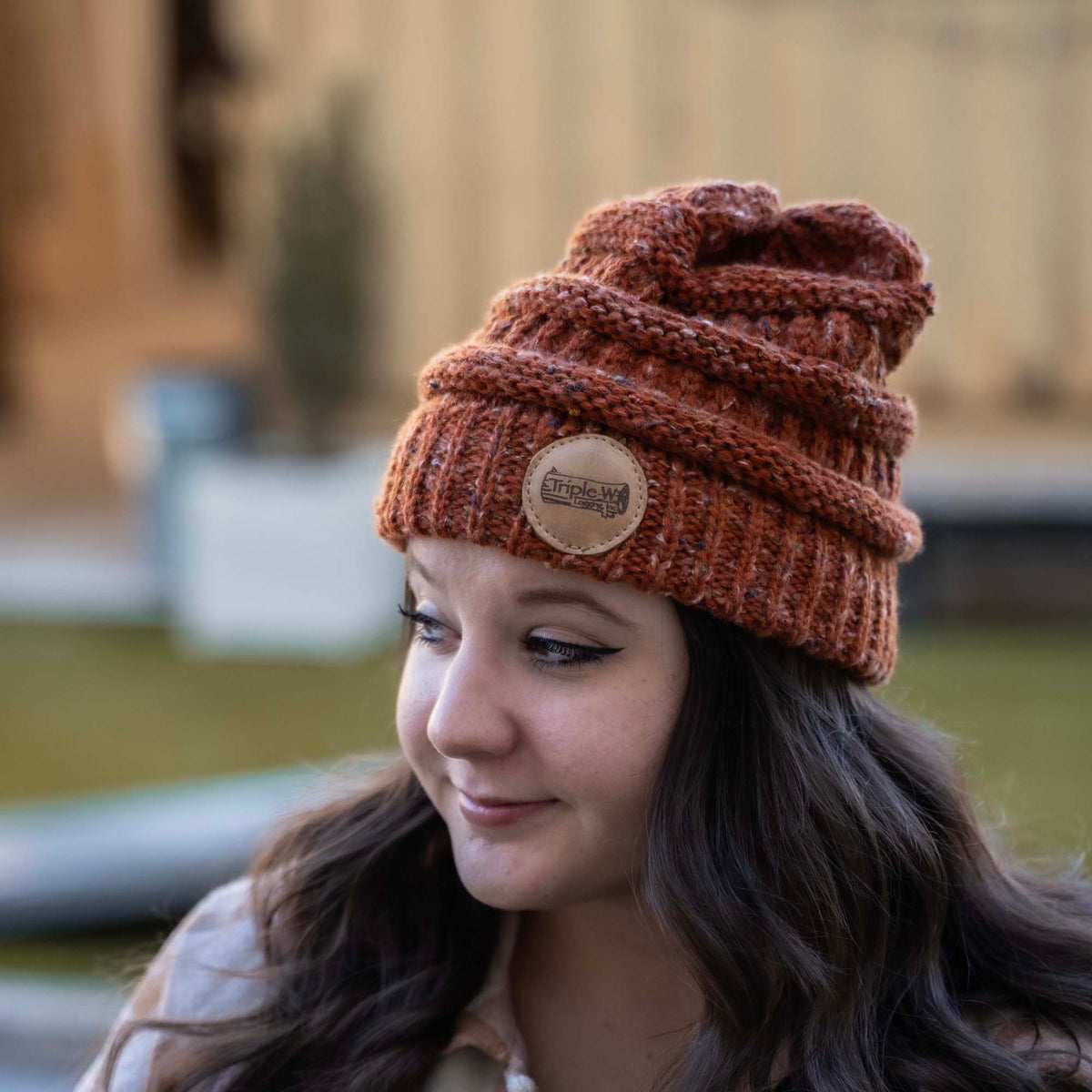 Speckled Knit Custom Leather Patch Richardson Beanie