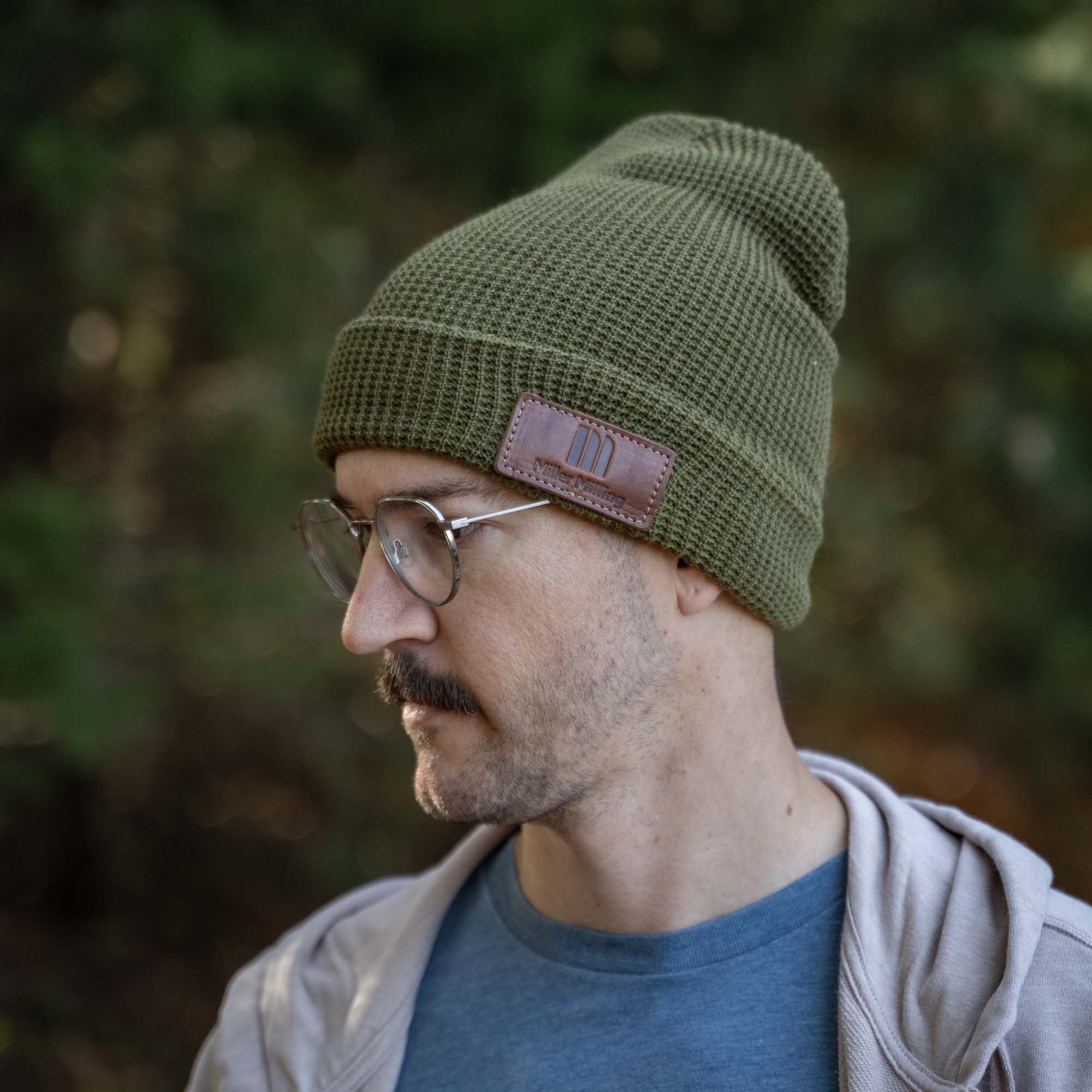 Waffle Knit Cuff Custom Leather Patch Richardson Beanie Holtz Leather