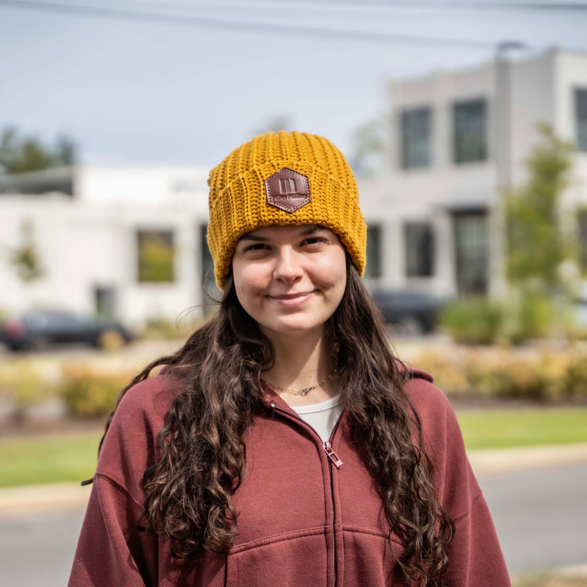 Chunk Cable Cuff Custom Leather Patch Richardson Beanie with Pom