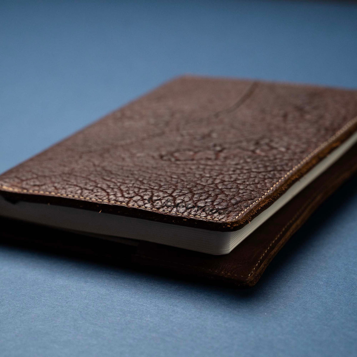 Personalized Leather Journal with Shrunken Bison Leather Cover - The Scholar