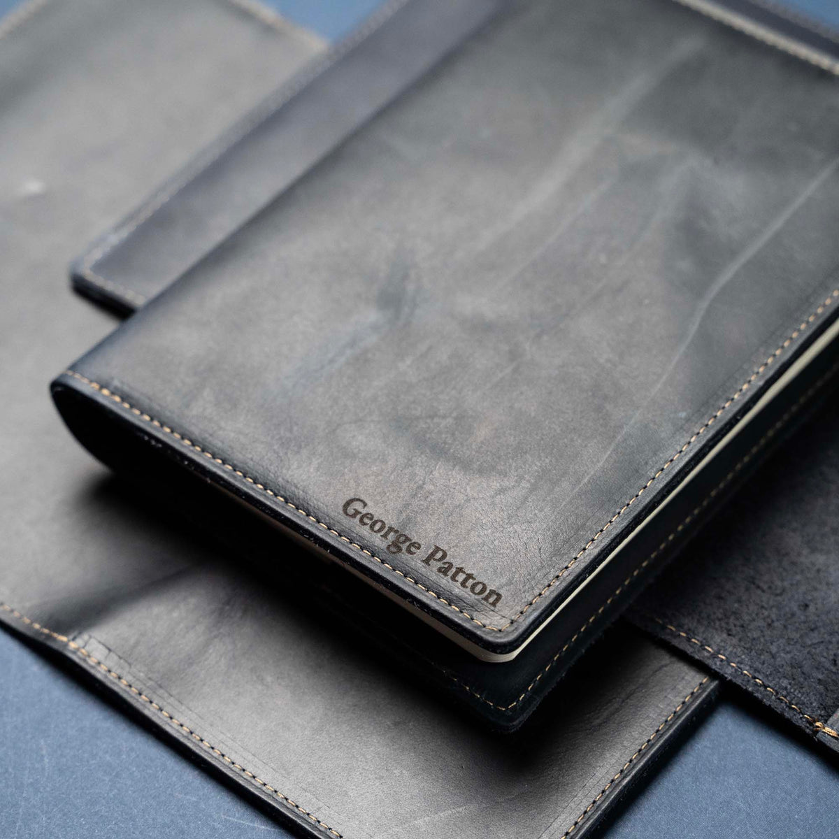Navy Cowhide - A5 Leather Journal - High Character (One-Of-A-Kind) Notebooks - 192 pages 8.75” x 6.25”