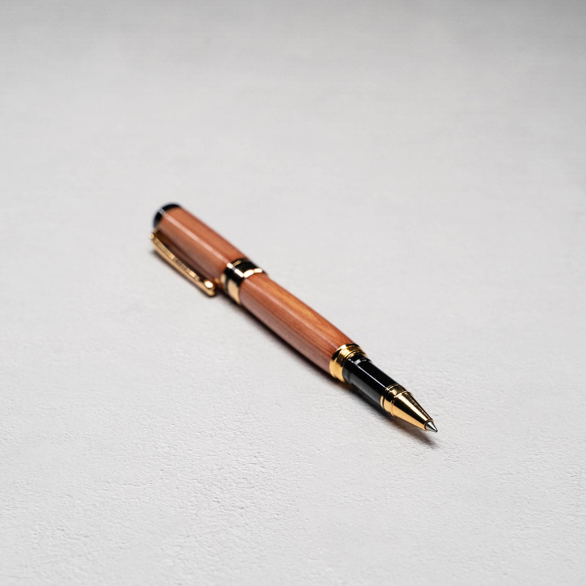 Hand-Turned Cedar Rollerball Pen + Fine Leather Pen Sleeve