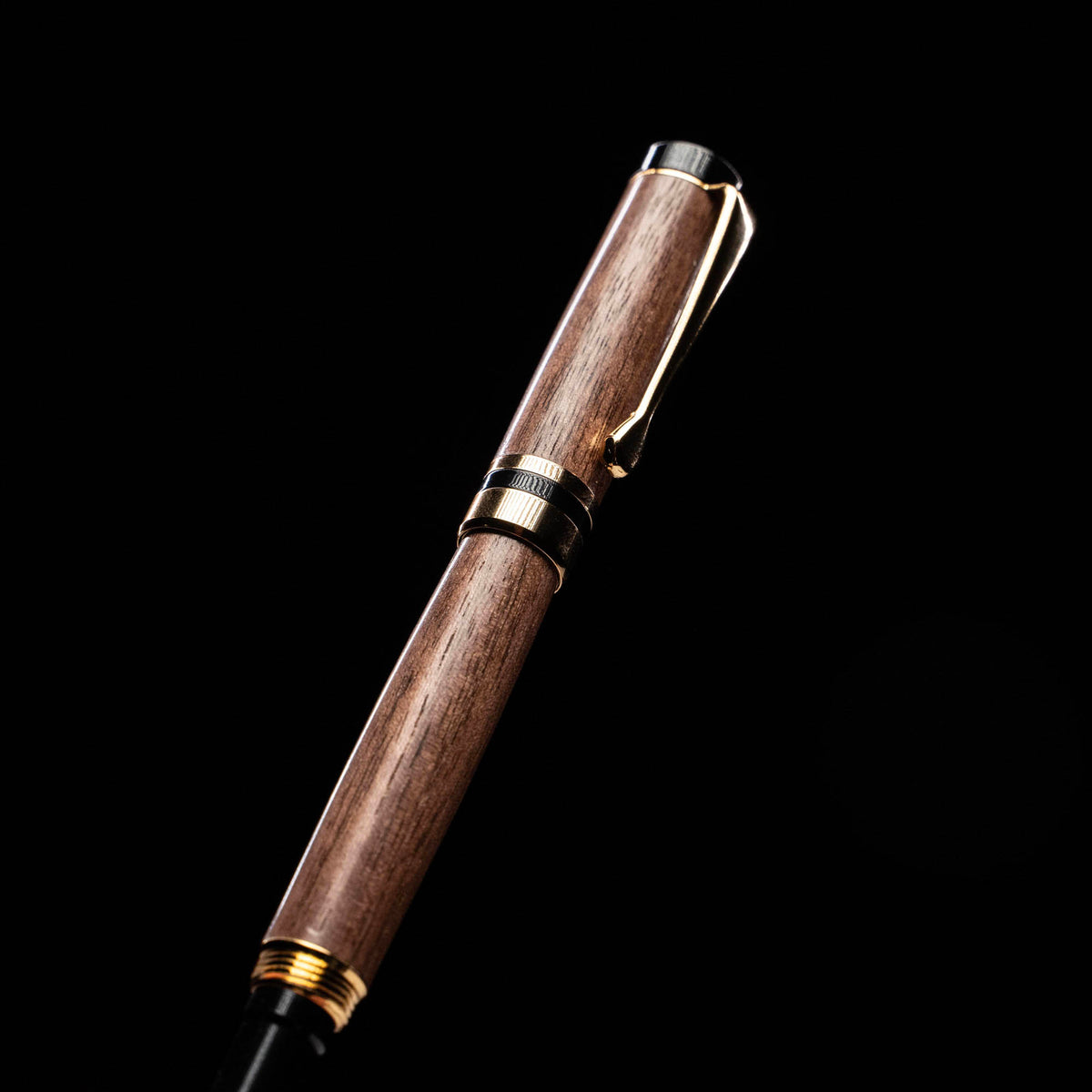 Hand-Turned Walnut Rollerball Pen + Fine Leather Pen Sleeve