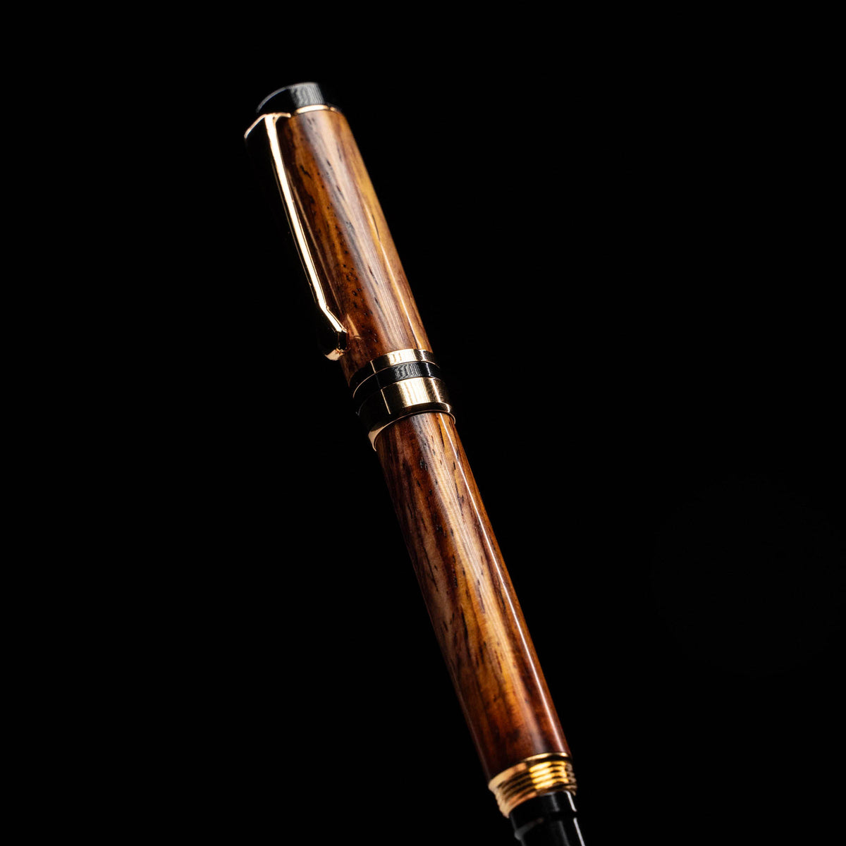 Hand-Turned Rosewood Rollerball Pen + Fine Leather Pen Sleeve