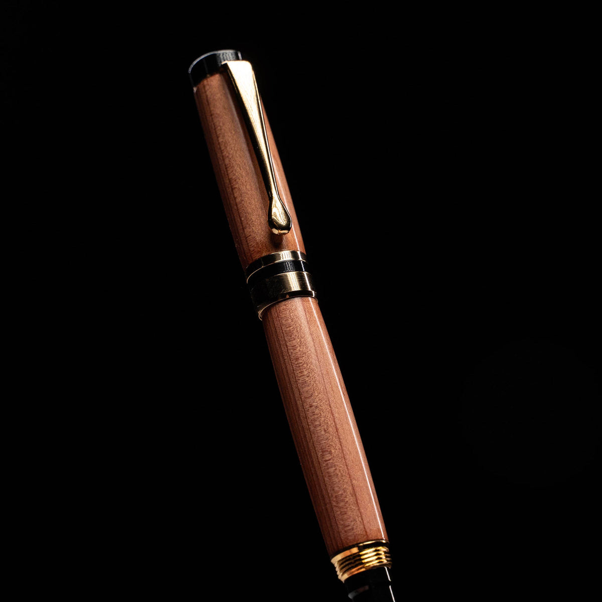 Hand-Turned Cedar Rollerball Pen + Fine Leather Pen Sleeve