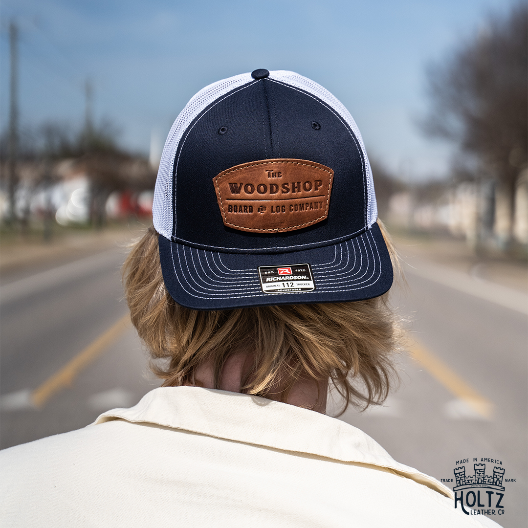 Debossed Richardson 112 Trucker Custom Leather Patch Hat with YOUR LOGO