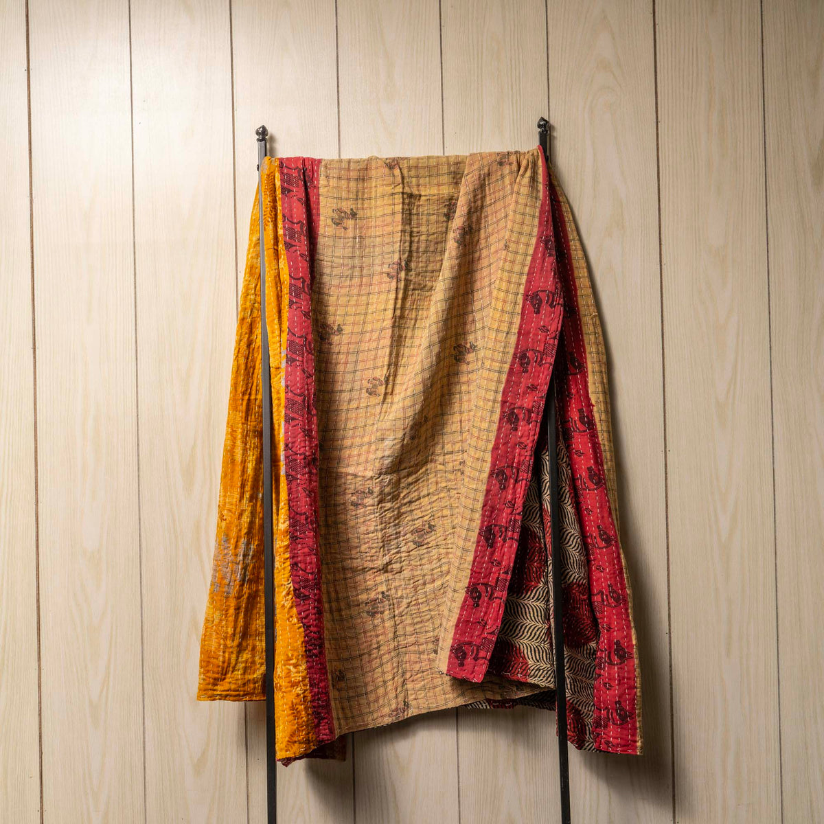 Kantha India Blanket One-of-a-Kind Handcrafted Quilted Pattern Throw ~ No. K-00029