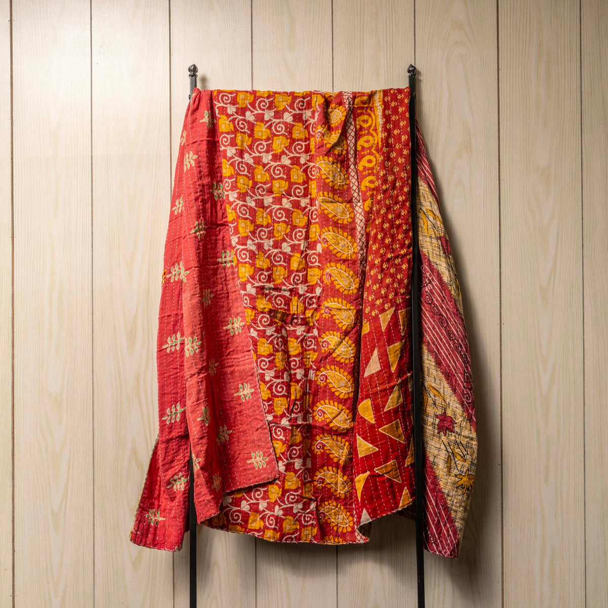 Kantha India Blanket One-of-a-Kind Handcrafted Quilted Pattern Throw ~ No. K-00033