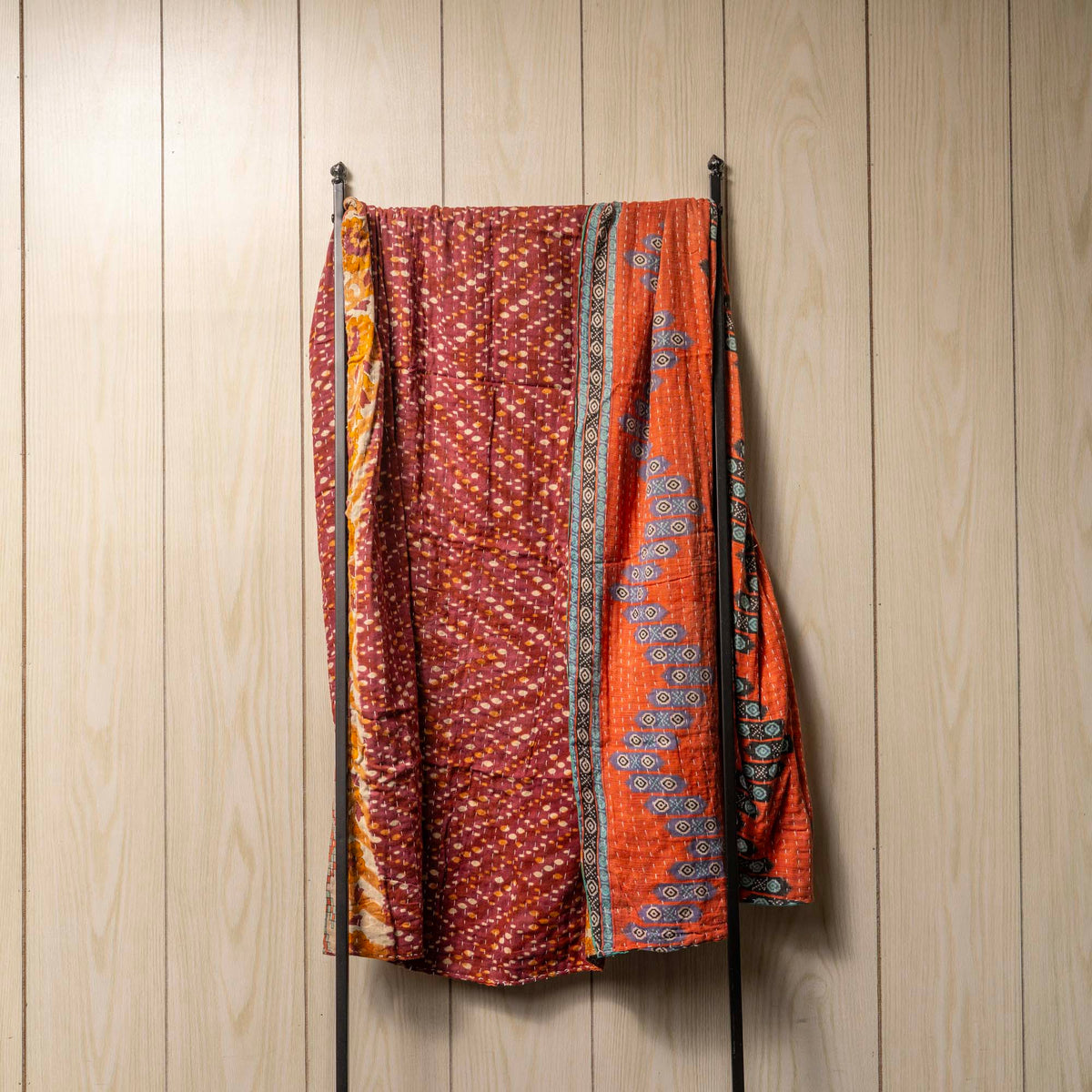Kantha India Blanket One-of-a-Kind Handcrafted Quilted Pattern Throw ~ No. K-00039
