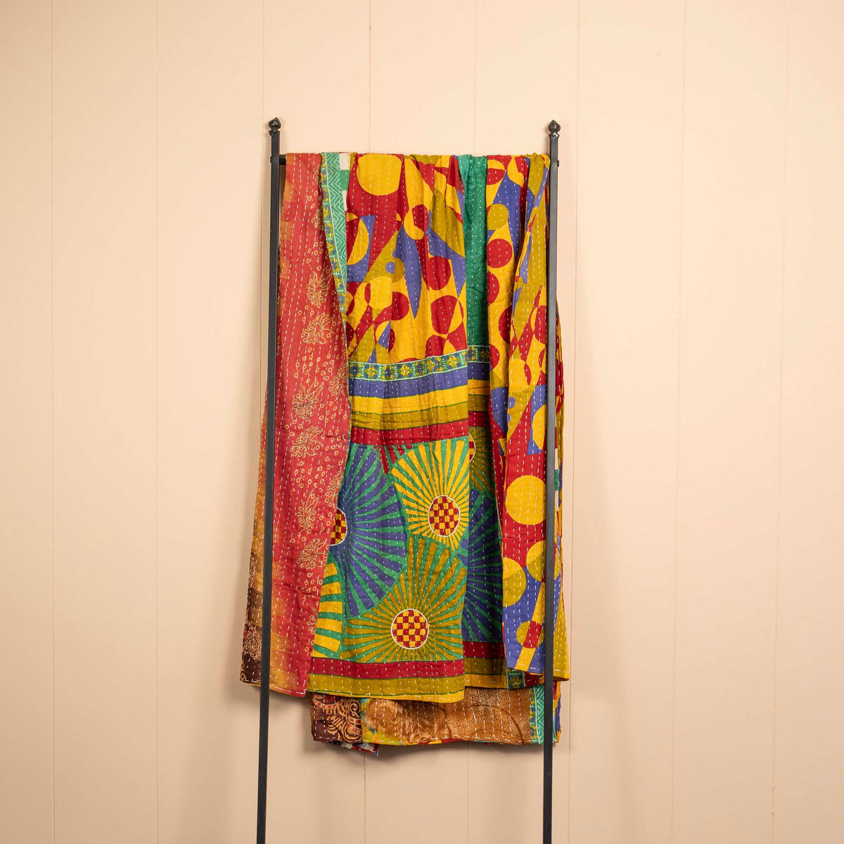 Kantha India Blanket One-of-a-Kind Handcrafted Quilted Pattern Throw ~ No. K-000001