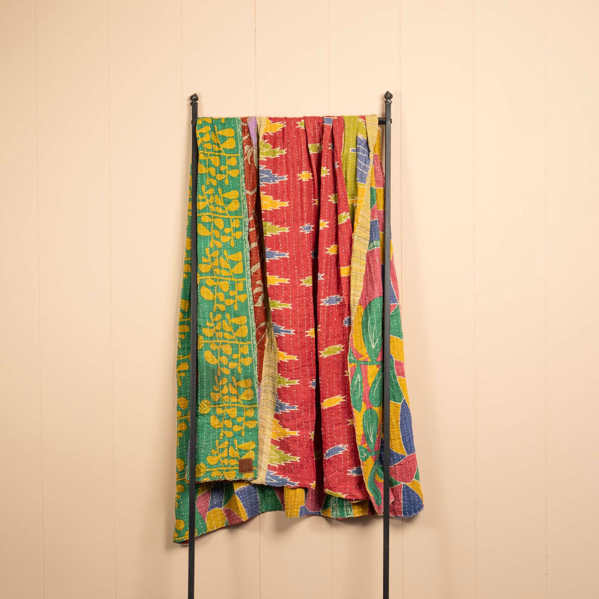 Kantha India Blanket One-of-a-Kind Handcrafted Quilted Pattern Throw ~ No. K-000003