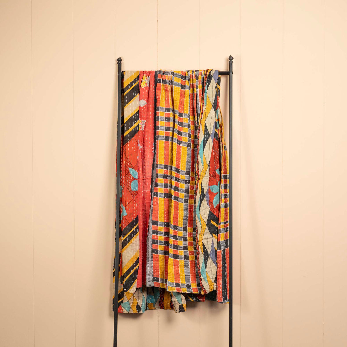 Kantha India Blanket One-of-a-Kind Handcrafted Quilted Pattern Throw ~ No. K-000004