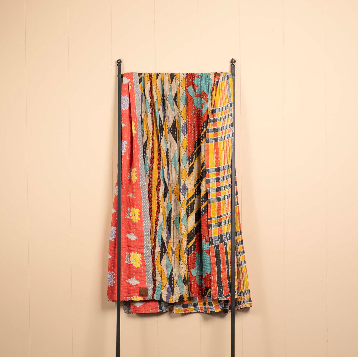 Kantha India Blanket One-of-a-Kind Handcrafted Quilted Pattern Throw ~ No. K-000004