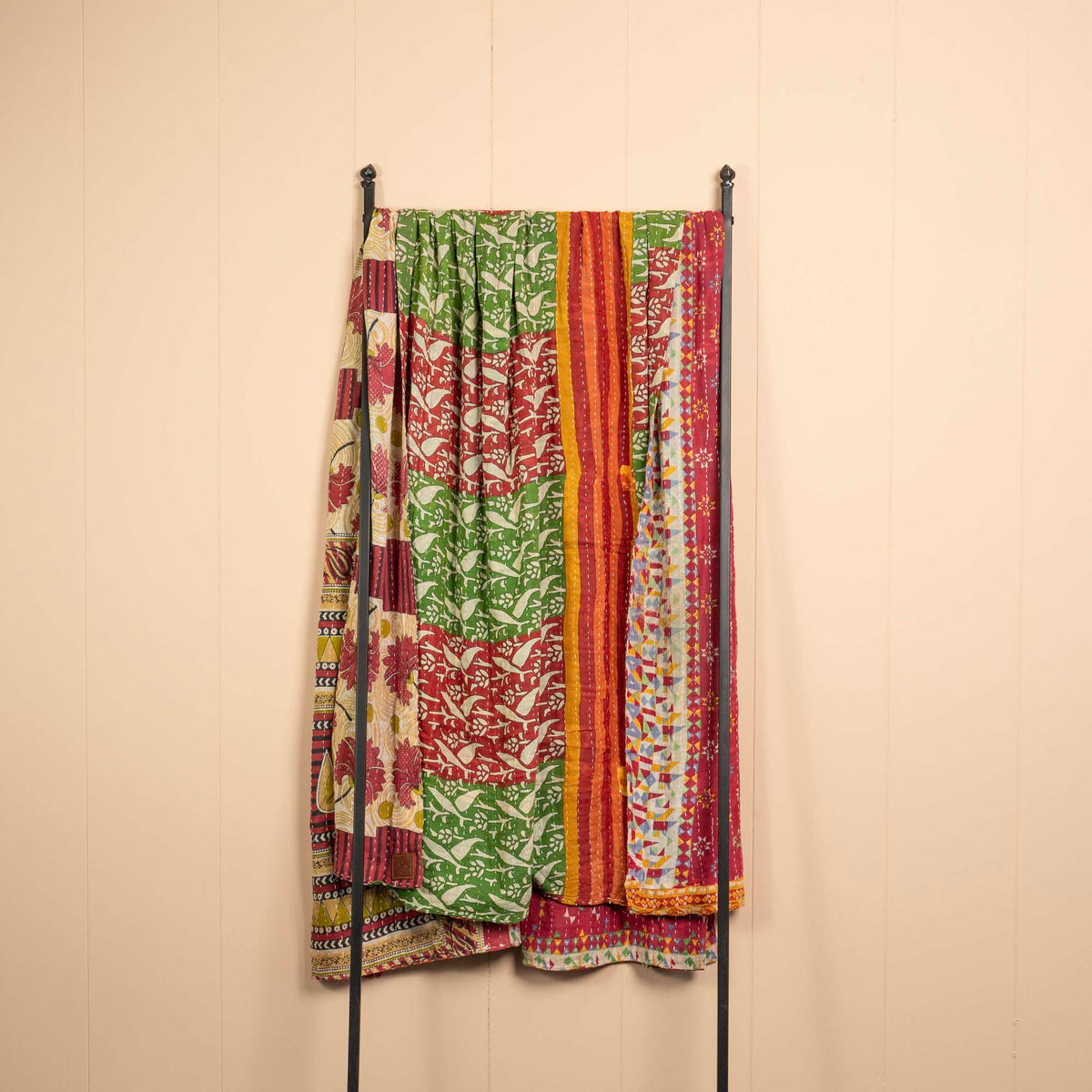 Kantha India Blanket One-of-a-Kind Handcrafted Quilted Pattern Throw ~ No. K-000006