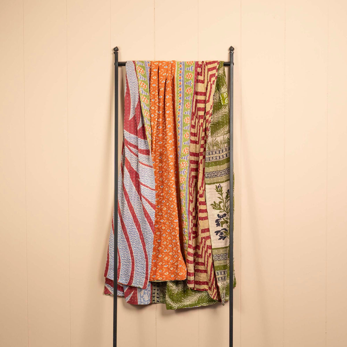 Kantha India Blanket One-of-a-Kind Handcrafted Quilted Pattern Throw ~ No. K-000007
