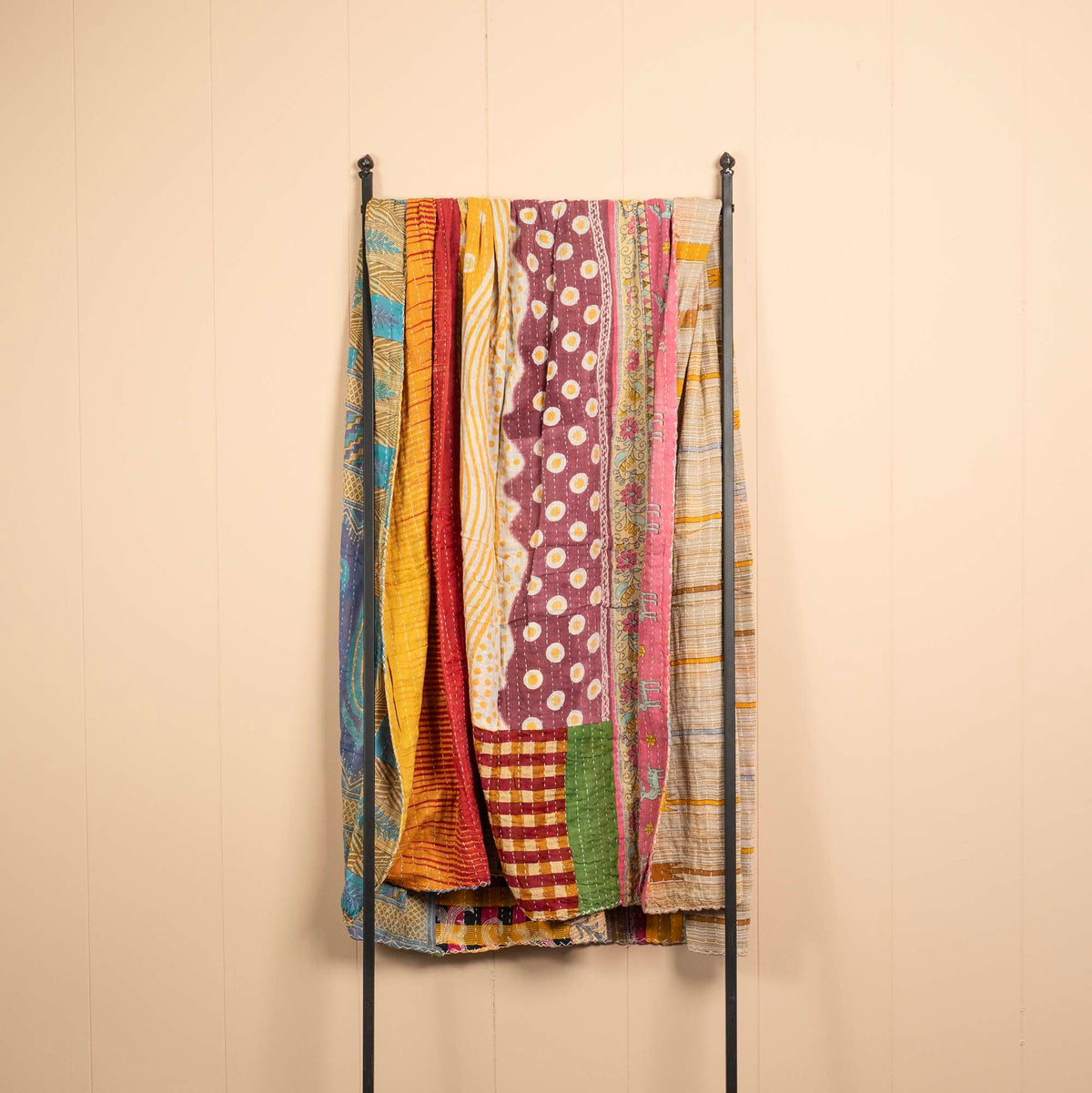 Kantha India Blanket One-of-a-Kind Handcrafted Quilted Pattern Throw ~ No. K-000008