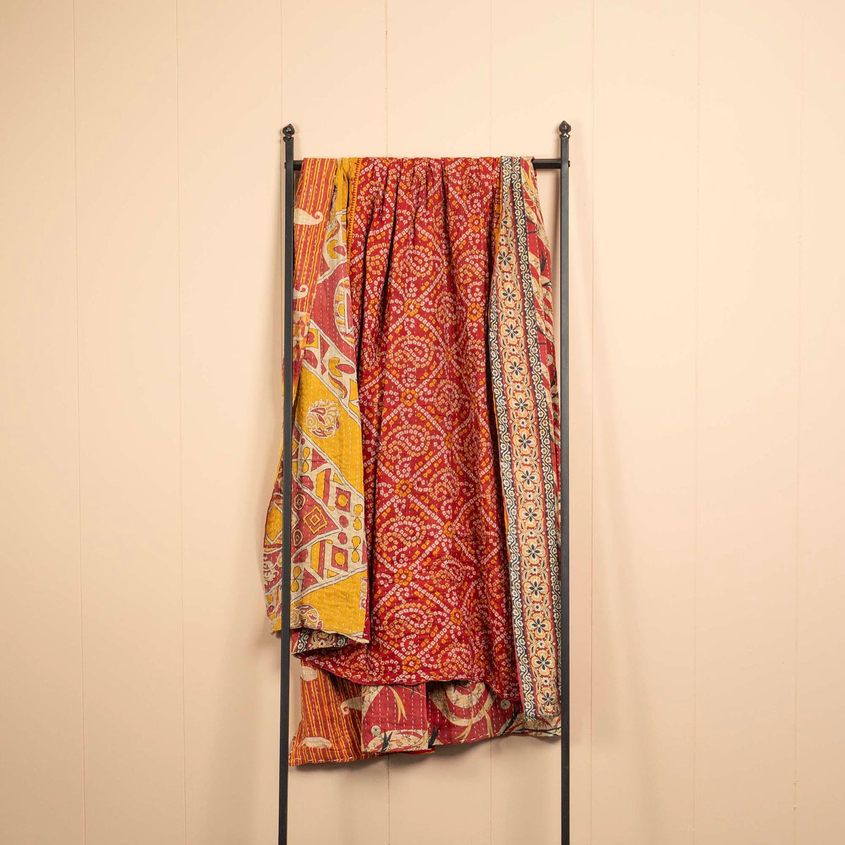 Kantha India Blanket One-of-a-Kind Handcrafted Quilted Pattern Throw ~ No. K-000010