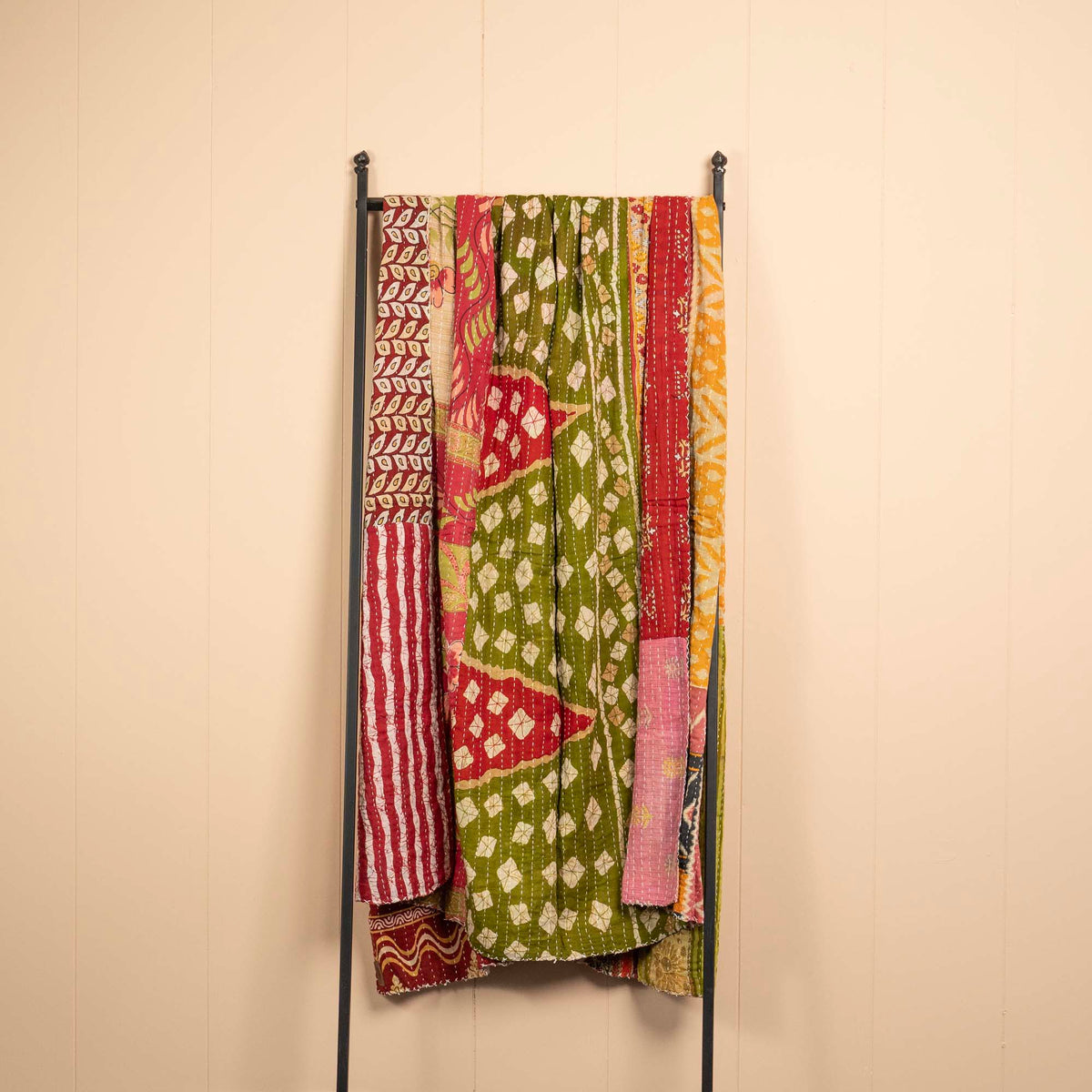 Kantha India Blanket One-of-a-Kind Handcrafted Quilted Pattern Throw ~ No. K-000012