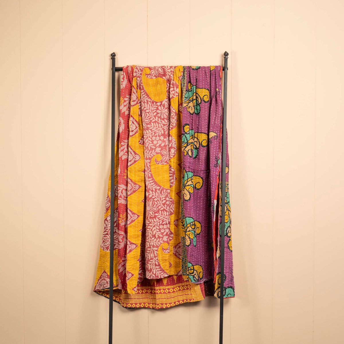 Kantha India Blanket One-of-a-Kind Handcrafted Quilted Pattern Throw ~ No. K-000013