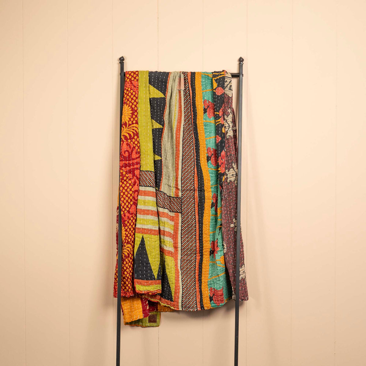 Kantha India Blanket One-of-a-Kind Handcrafted Quilted Pattern Throw ~ No. K-000014