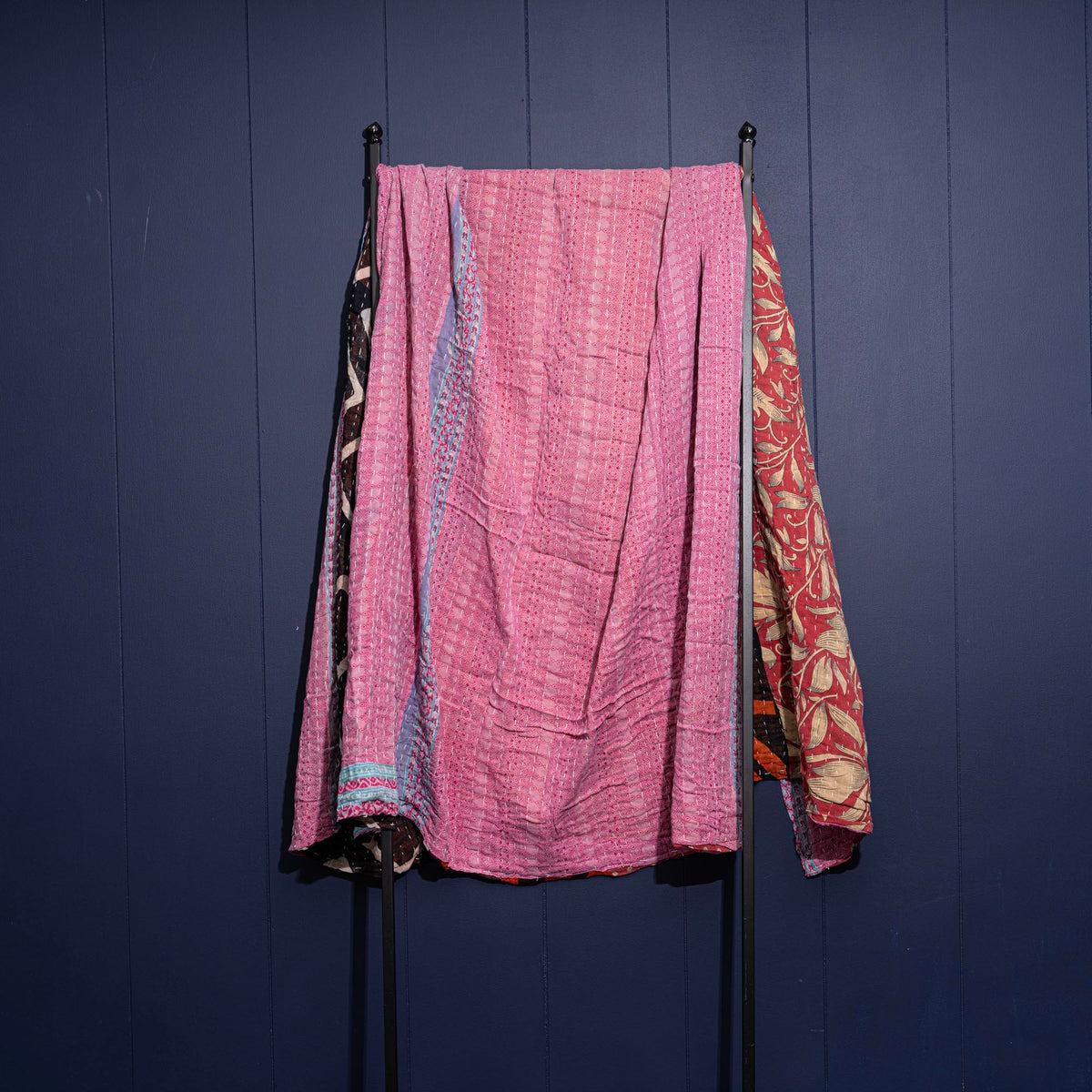 Kantha India Blanket One-of-a-Kind Handcrafted Quilted Pattern Throw – No. K-00612