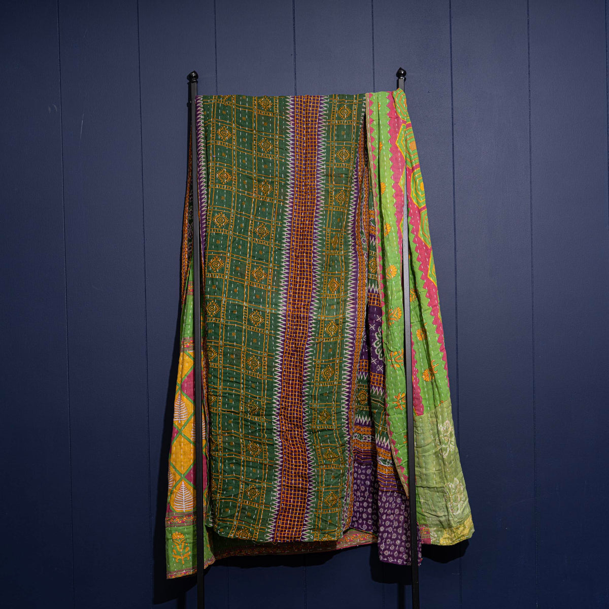 Kantha India Blanket One-of-a-Kind Handcrafted Quilted Pattern Throw – No. K-00622