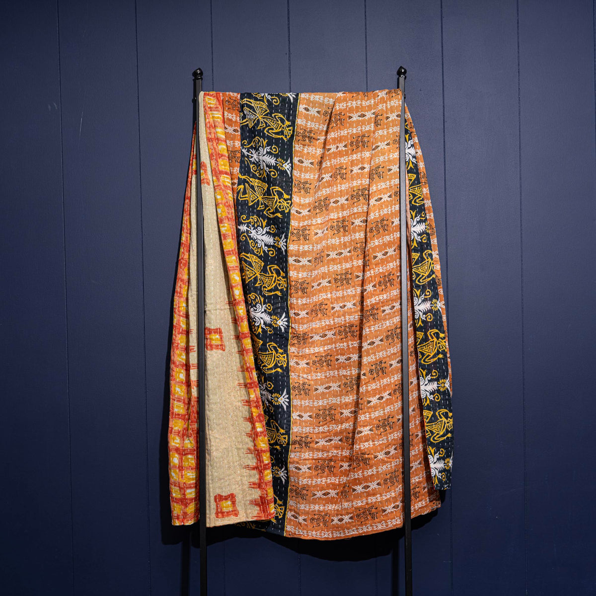 Kantha India Blanket One-of-a-Kind Handcrafted Quilted Pattern Throw – No. K-00628
