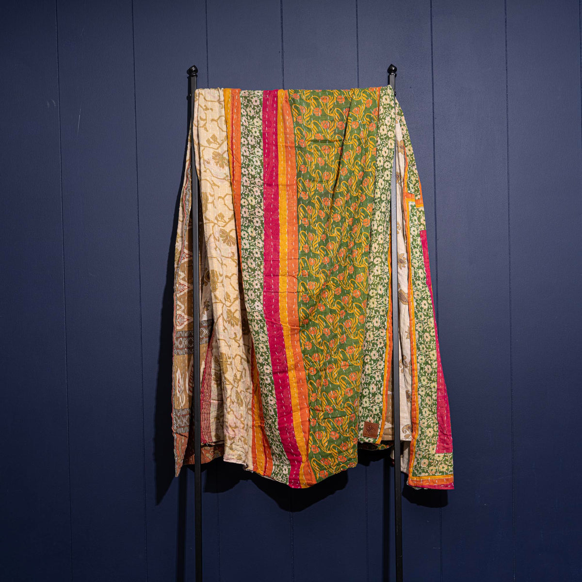 Kantha India Blanket One-of-a-Kind Handcrafted Quilted Pattern Throw – No. K-00629