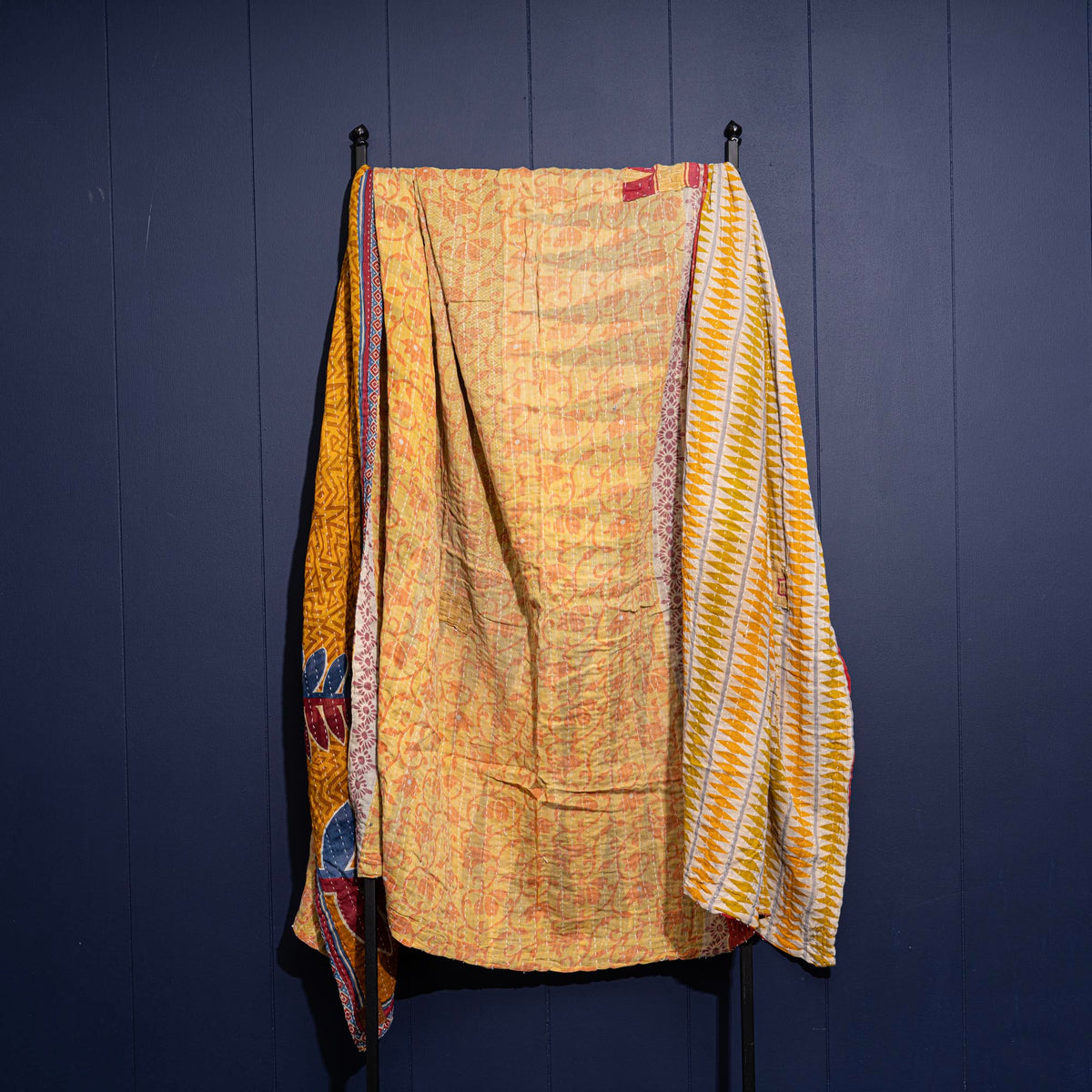 Kantha India Blanket One-of-a-Kind Handcrafted Quilted Pattern Throw – No. K-00630