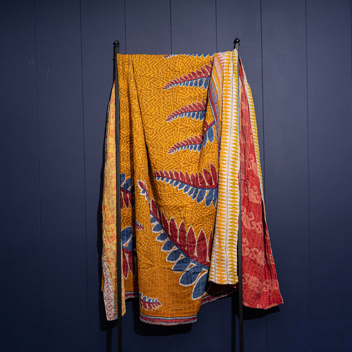 Kantha India Blanket One-of-a-Kind Handcrafted Quilted Pattern Throw – No. K-00630