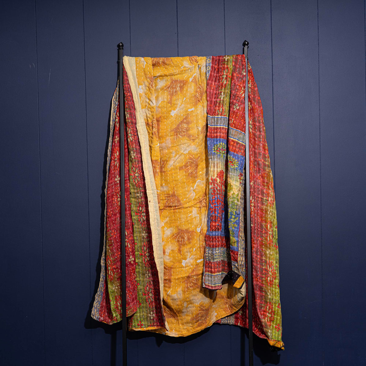 Kantha India Blanket One-of-a-Kind Handcrafted Quilted Pattern Throw – No. K-00632