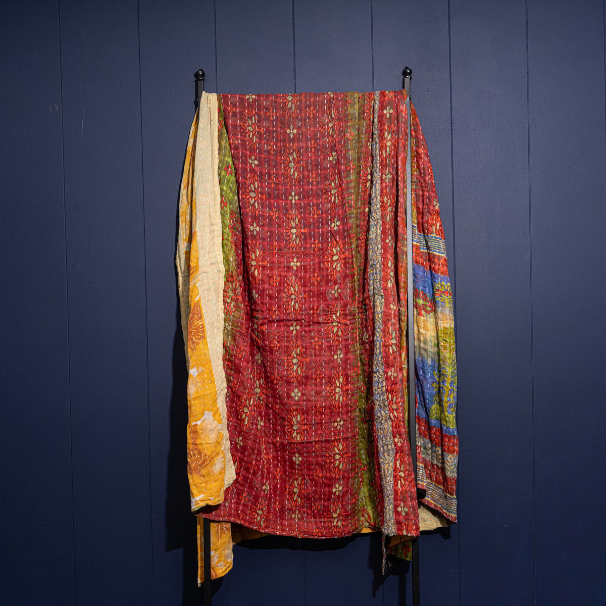 Kantha India Blanket One-of-a-Kind Handcrafted Quilted Pattern Throw – No. K-00632