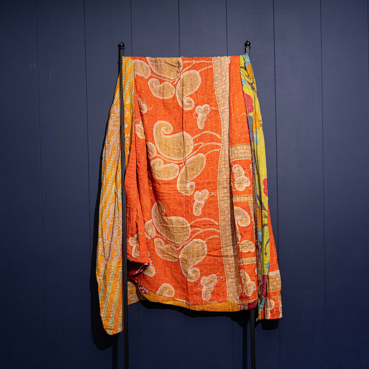 Kantha India Blanket One-of-a-Kind Handcrafted Quilted Pattern Throw – No. K-00634