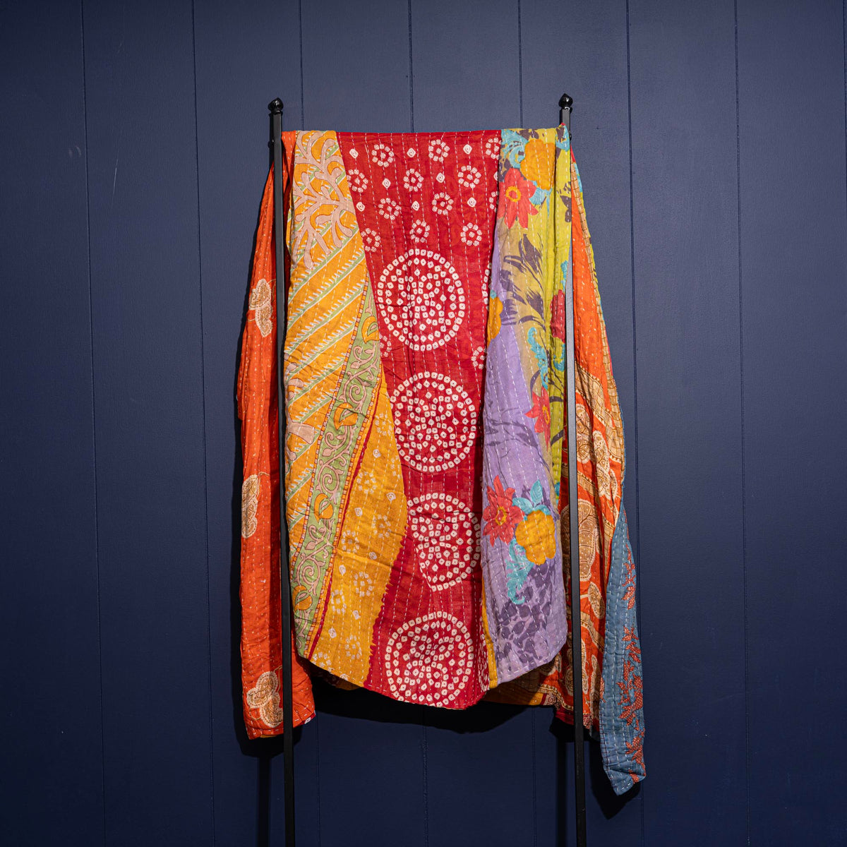 Kantha India Blanket One-of-a-Kind Handcrafted Quilted Pattern Throw – No. K-00634