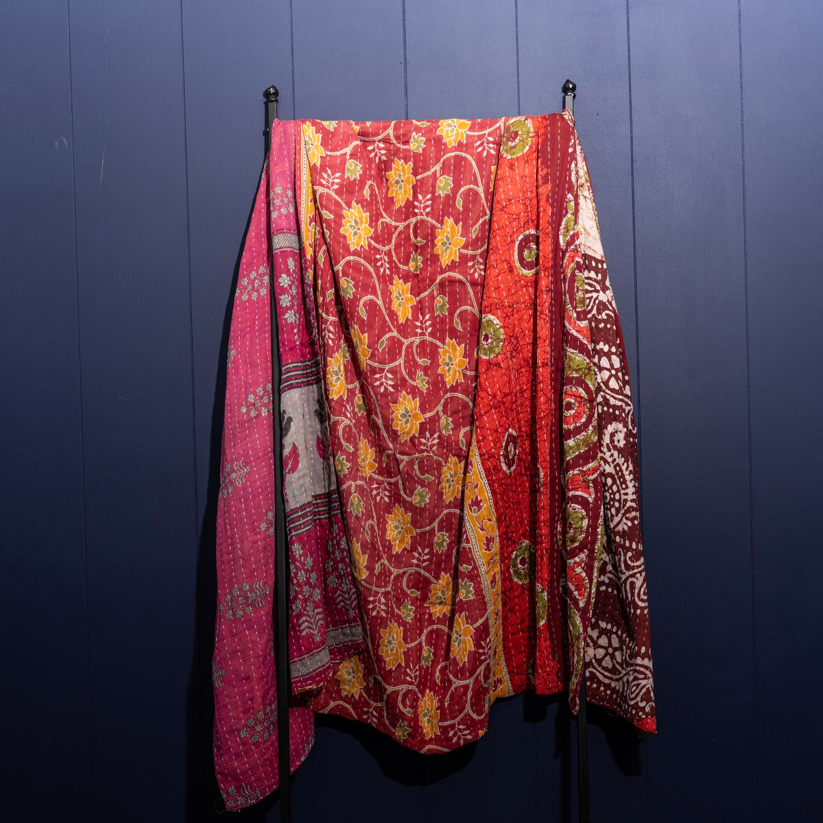 Kantha India Blanket One-of-a-Kind Handcrafted Quilted Pattern Throw – No. K-00639