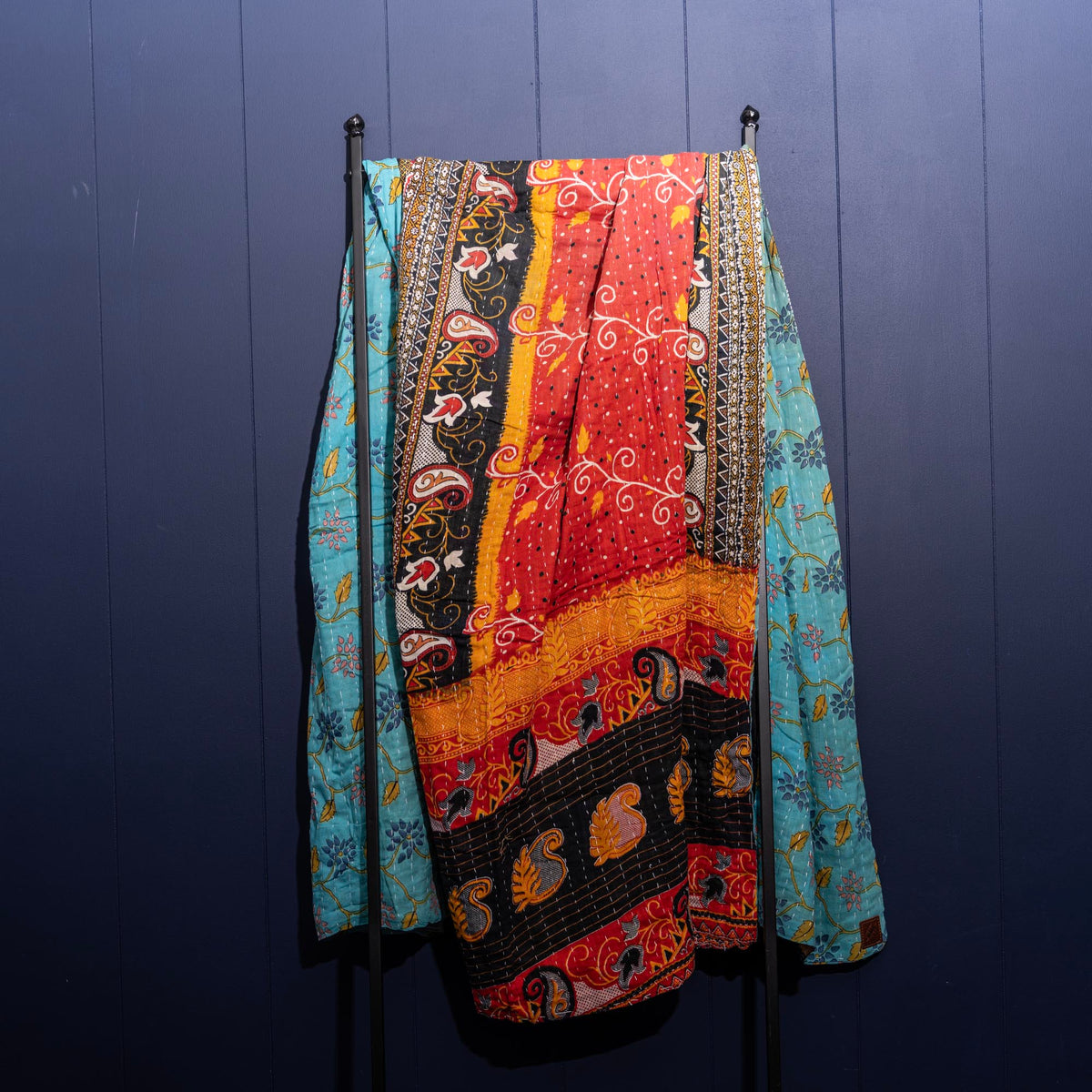 Kantha India Blanket One-of-a-Kind Handcrafted Quilted Pattern Throw – No. K-00640
