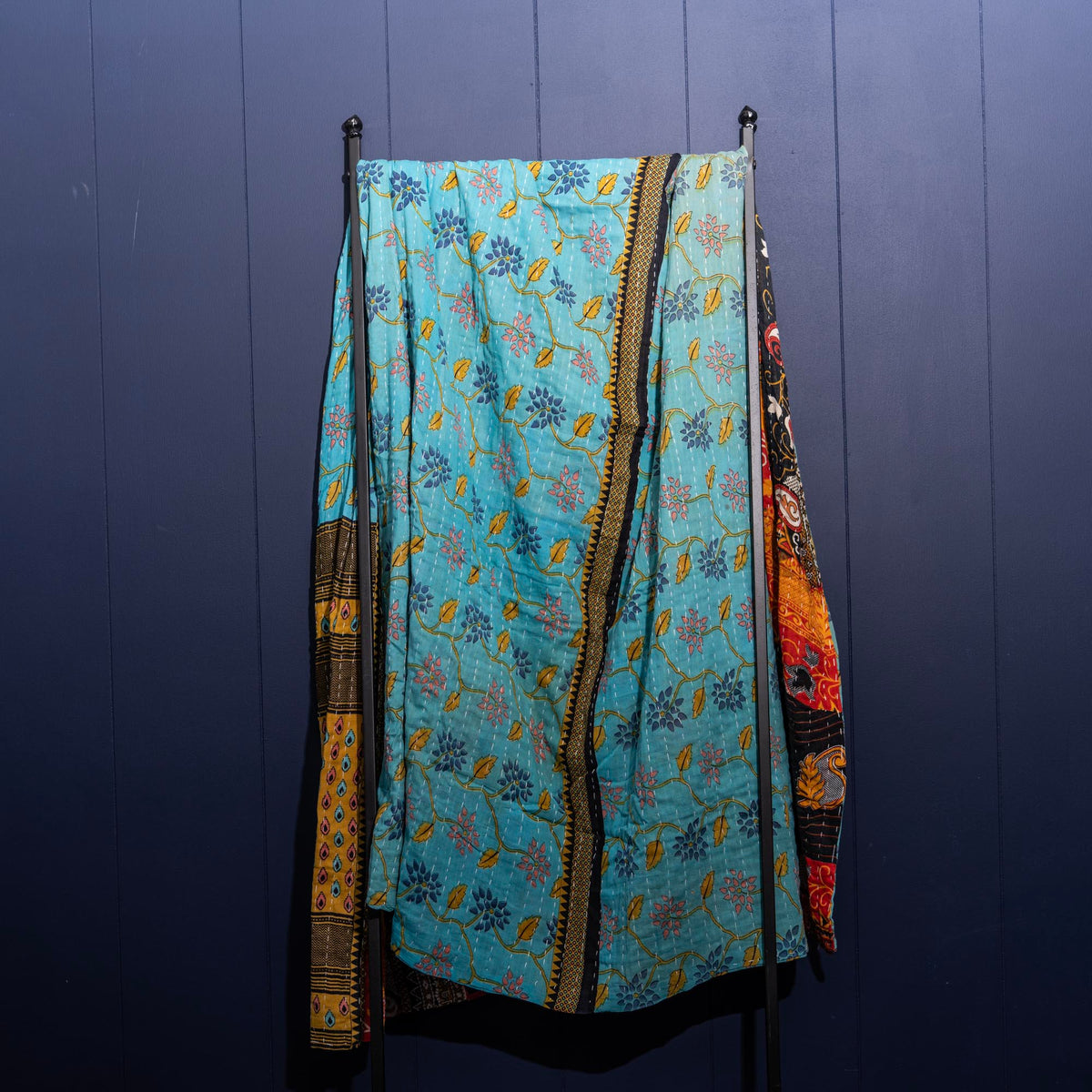 Kantha India Blanket One-of-a-Kind Handcrafted Quilted Pattern Throw – No. K-00640