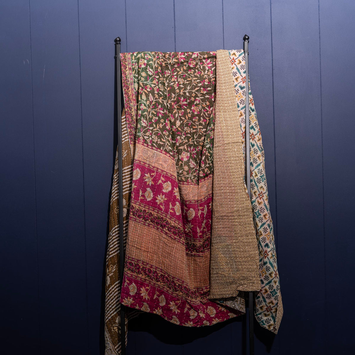 Kantha India Blanket One-of-a-Kind Handcrafted Quilted Pattern Throw – No. K-00641