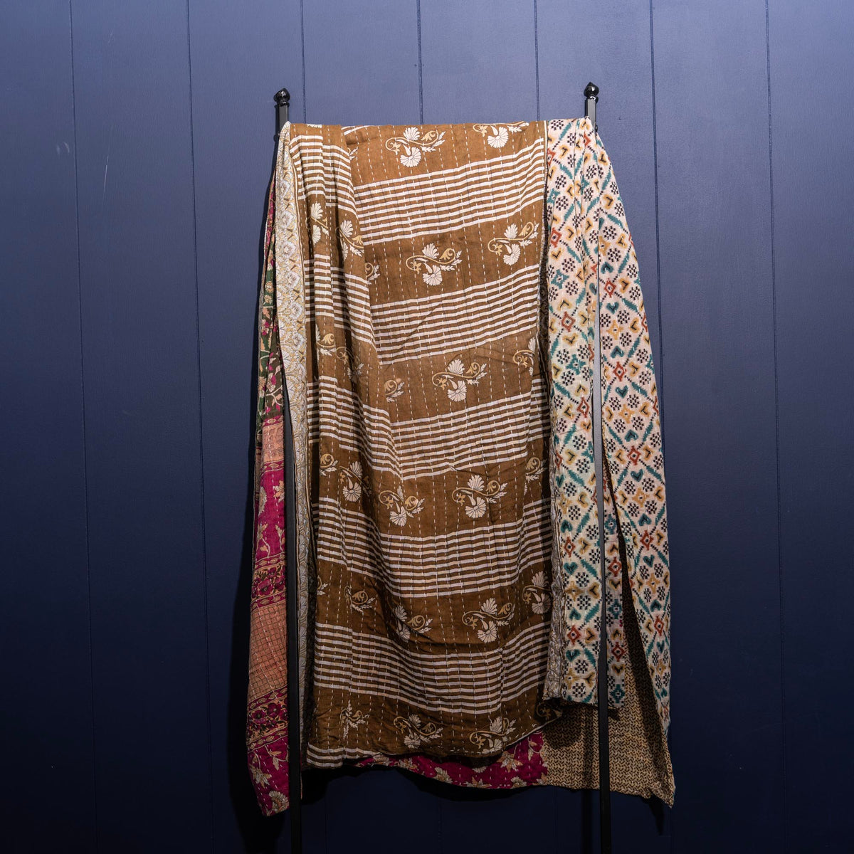 Kantha India Blanket One-of-a-Kind Handcrafted Quilted Pattern Throw – No. K-00641