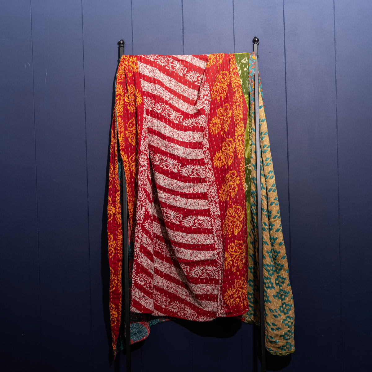 Kantha India Blanket One-of-a-Kind Handcrafted Quilted Pattern Throw – No. K-00642