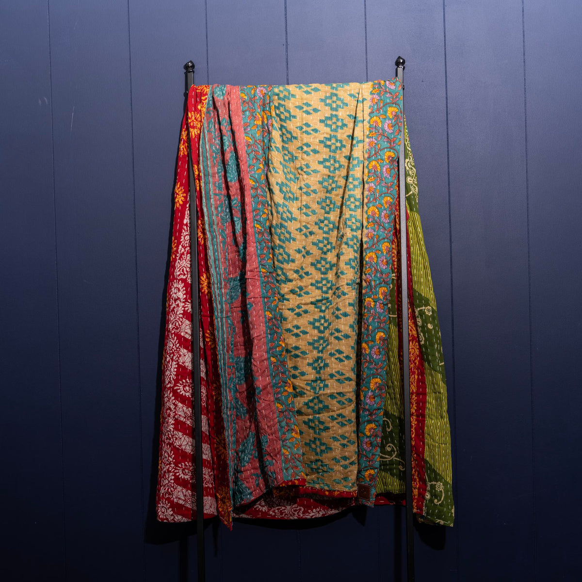 Kantha India Blanket One-of-a-Kind Handcrafted Quilted Pattern Throw – No. K-00642