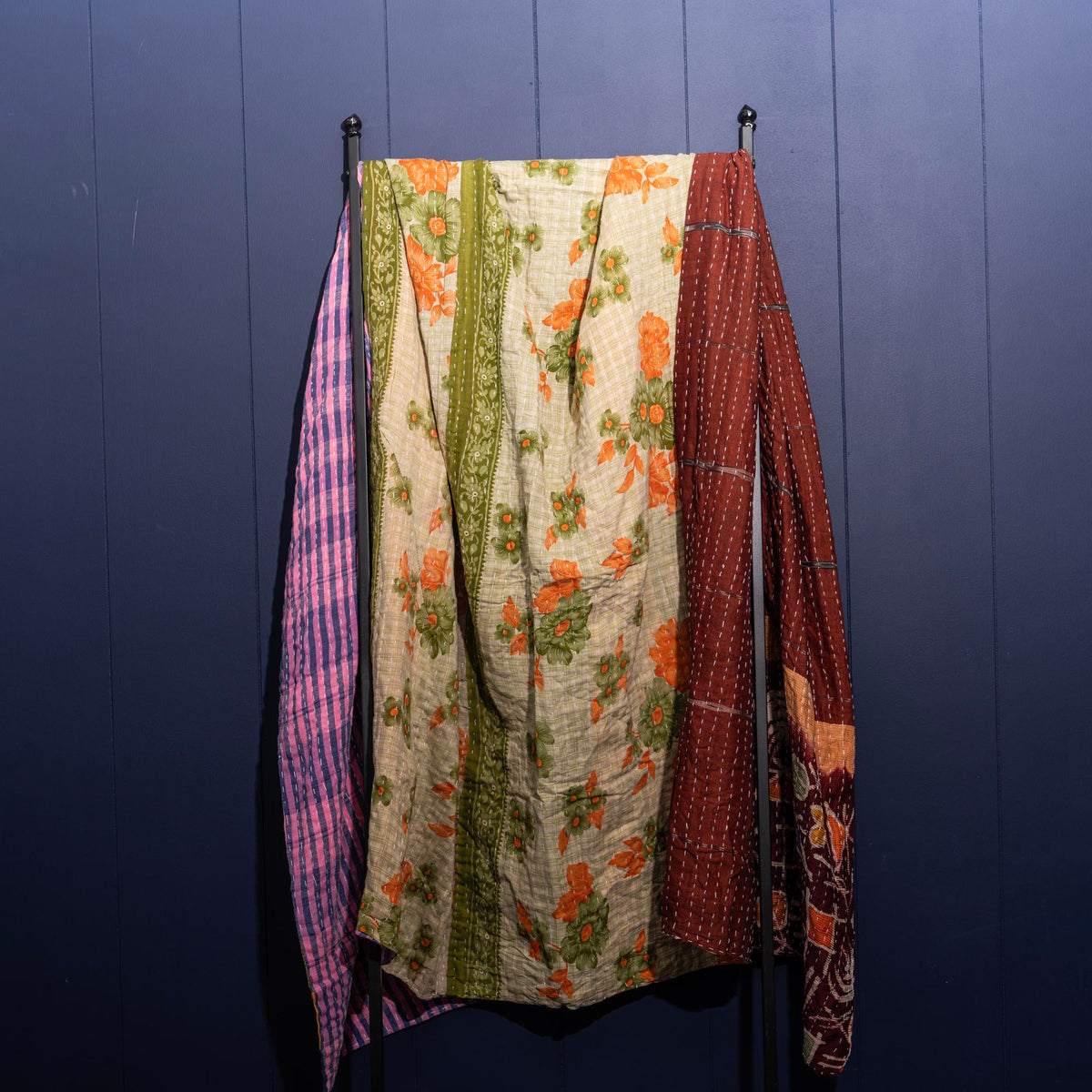 Kantha India Blanket One-of-a-Kind Handcrafted Quilted Pattern Throw – No. K-00643