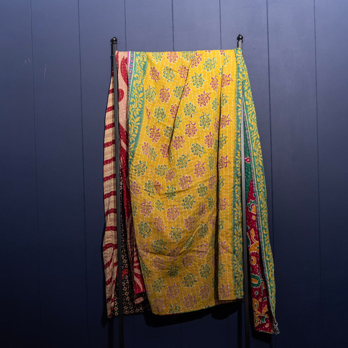 Kantha India Blanket One-of-a-Kind Handcrafted Quilted Pattern Throw – No. K-00645