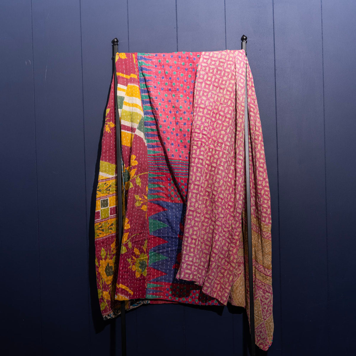 Kantha India Blanket One-of-a-Kind Handcrafted Quilted Pattern Throw – No. K-00646