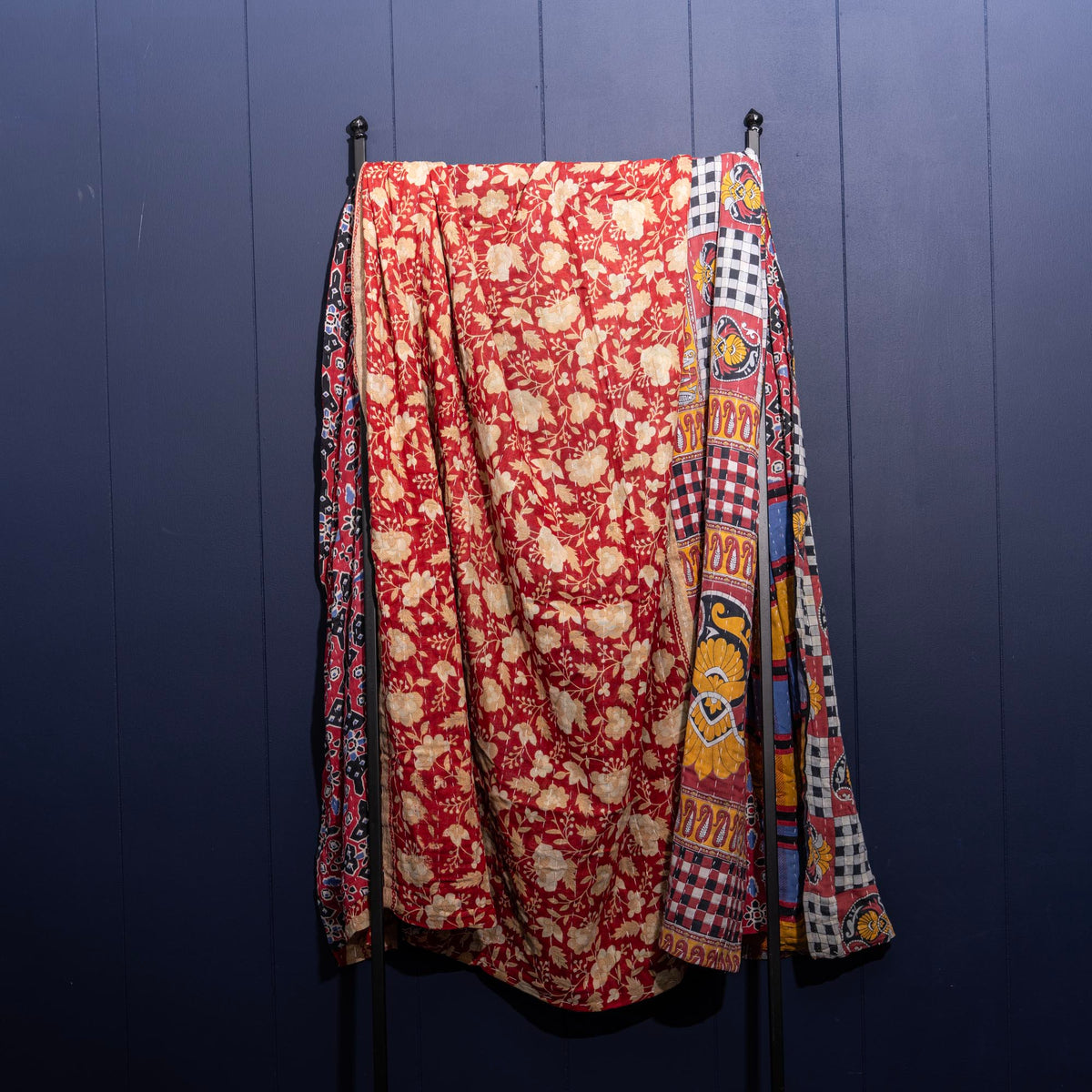 Kantha India Blanket One-of-a-Kind Handcrafted Quilted Pattern Throw – No. K-00647