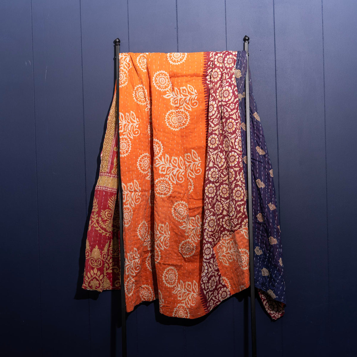 Kantha India Blanket One-of-a-Kind Handcrafted Quilted Pattern Throw – No. K-00650