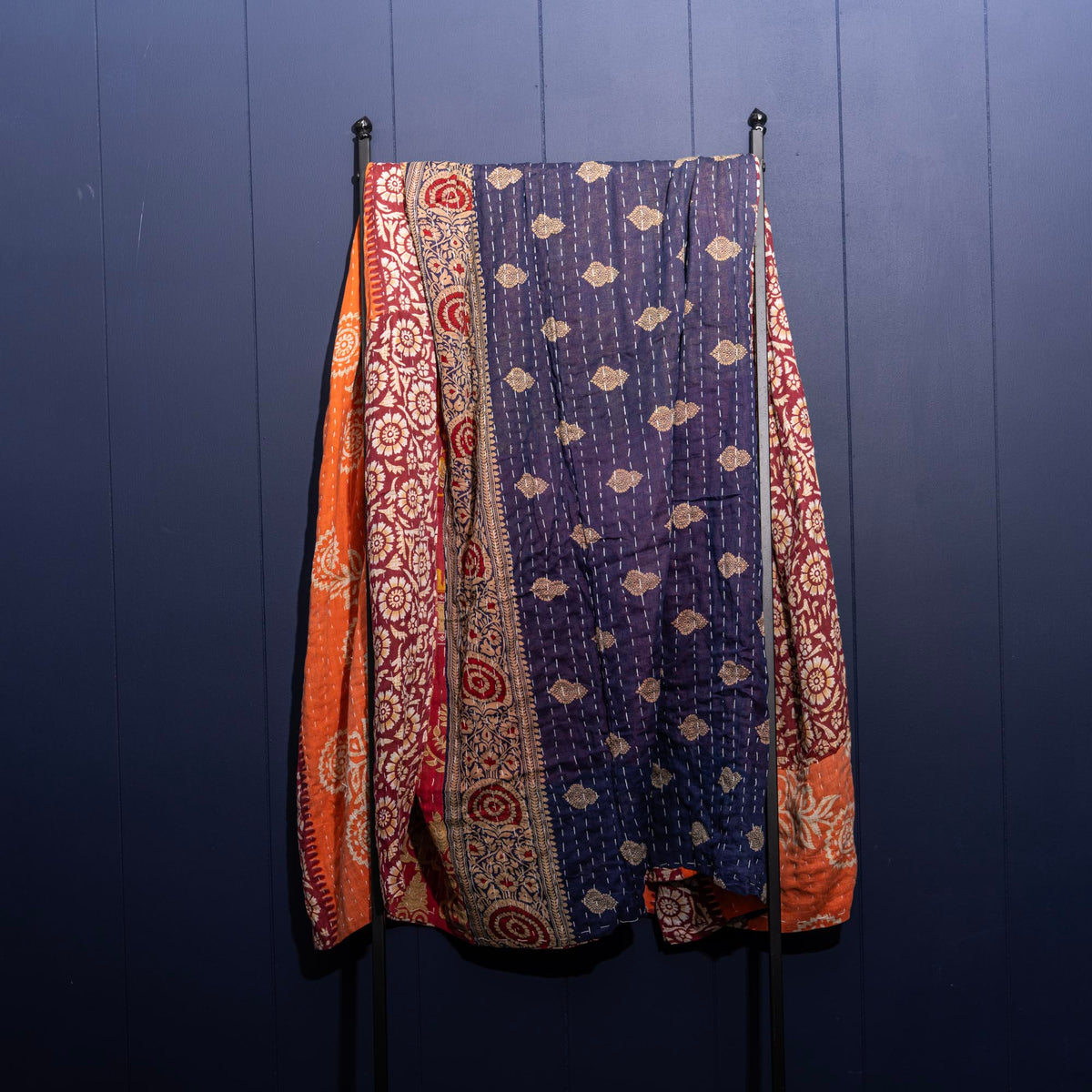 Kantha India Blanket One-of-a-Kind Handcrafted Quilted Pattern Throw – No. K-00650