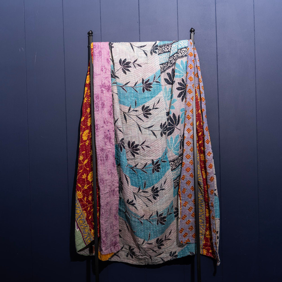 Kantha India Blanket One-of-a-Kind Handcrafted Quilted Pattern Throw – No. K-00652