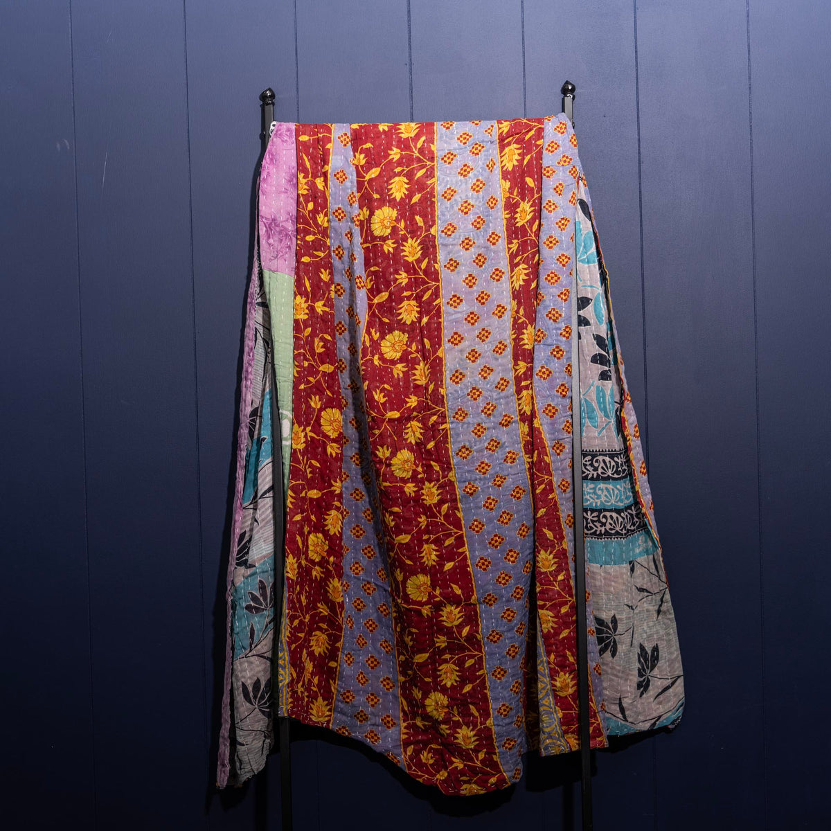 Kantha India Blanket One-of-a-Kind Handcrafted Quilted Pattern Throw – No. K-00652