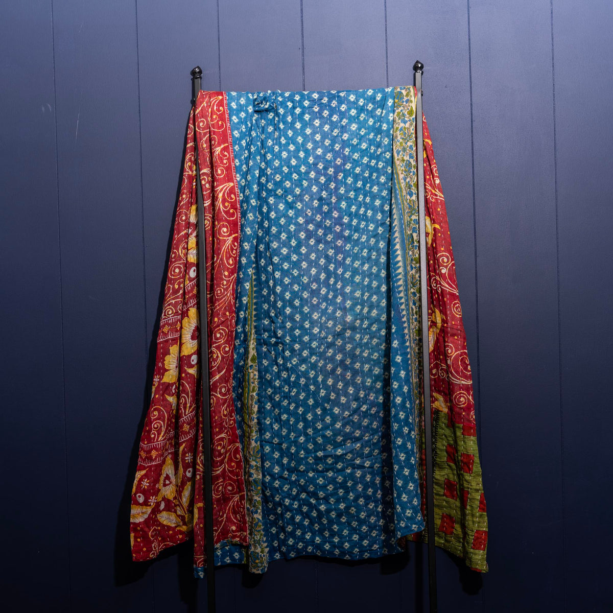 Kantha India Blanket One-of-a-Kind Handcrafted Quilted Pattern Throw – No. K-00653